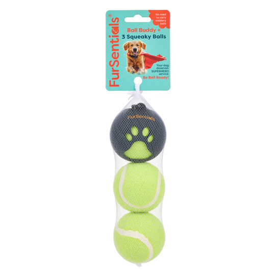 FurSentials Ball Buddy + 3 Squeaky Dog Balls