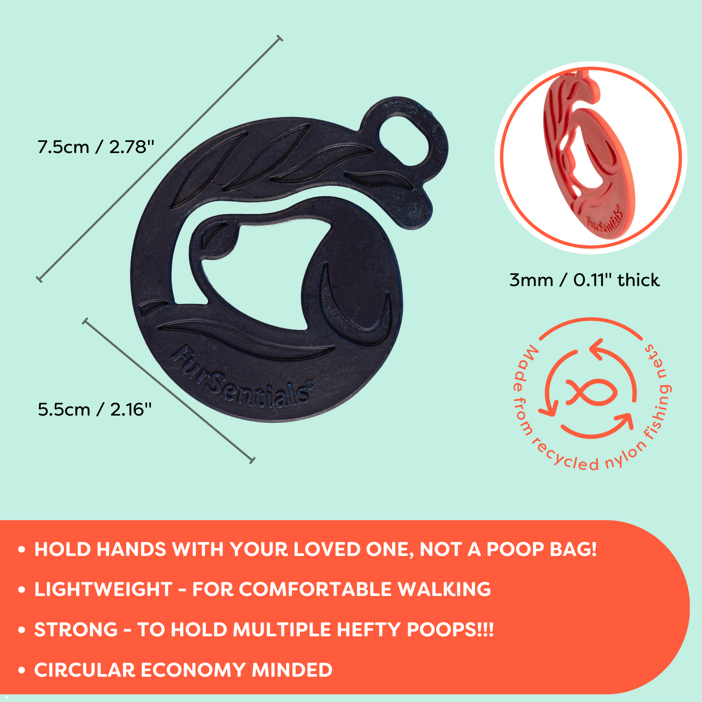 Dog Poop Pal, Waste Carrier for Leash, Single Unit