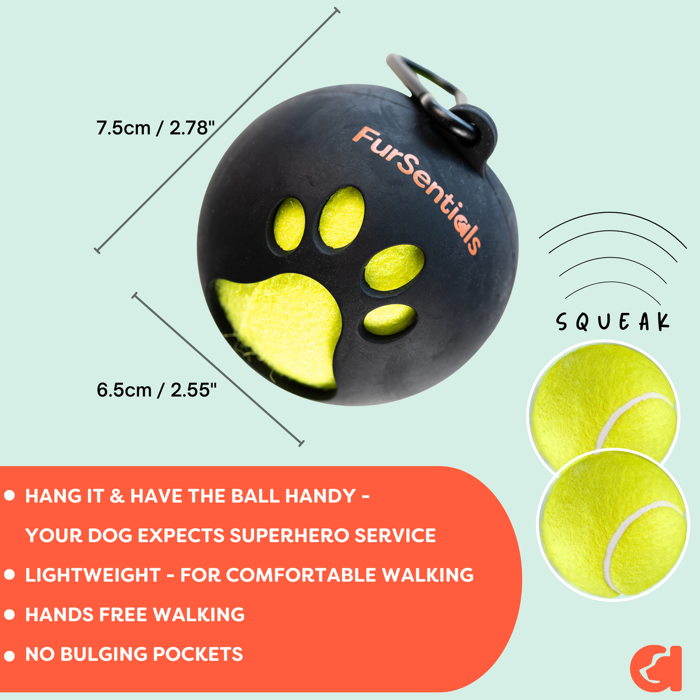 Ball Buddy Silicone Holder + 3 Squeaky Dog Balls