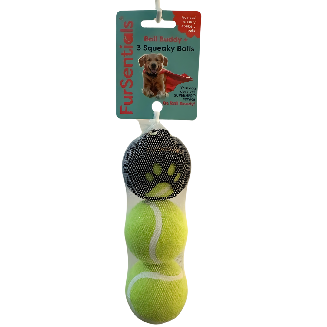 Ball Buddy Silicone Holder + 3 Squeaky Dog Balls